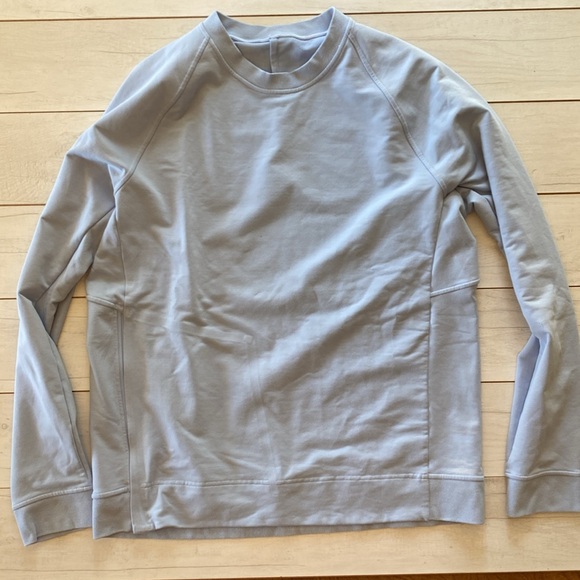 Lululemon Men City Sweat Crew Sweatshirt Sz L Linen Blue Side ZIP Hidden Pocket - Picture 8 of 13